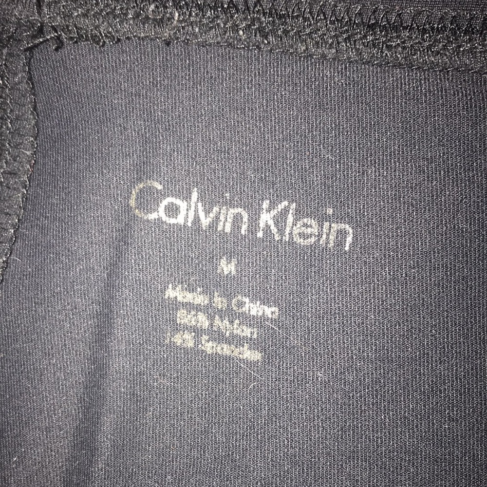 Medium Calvin Klein black leggings w/faux leather tux stripe down legs. See desc - Picture 8 of 8